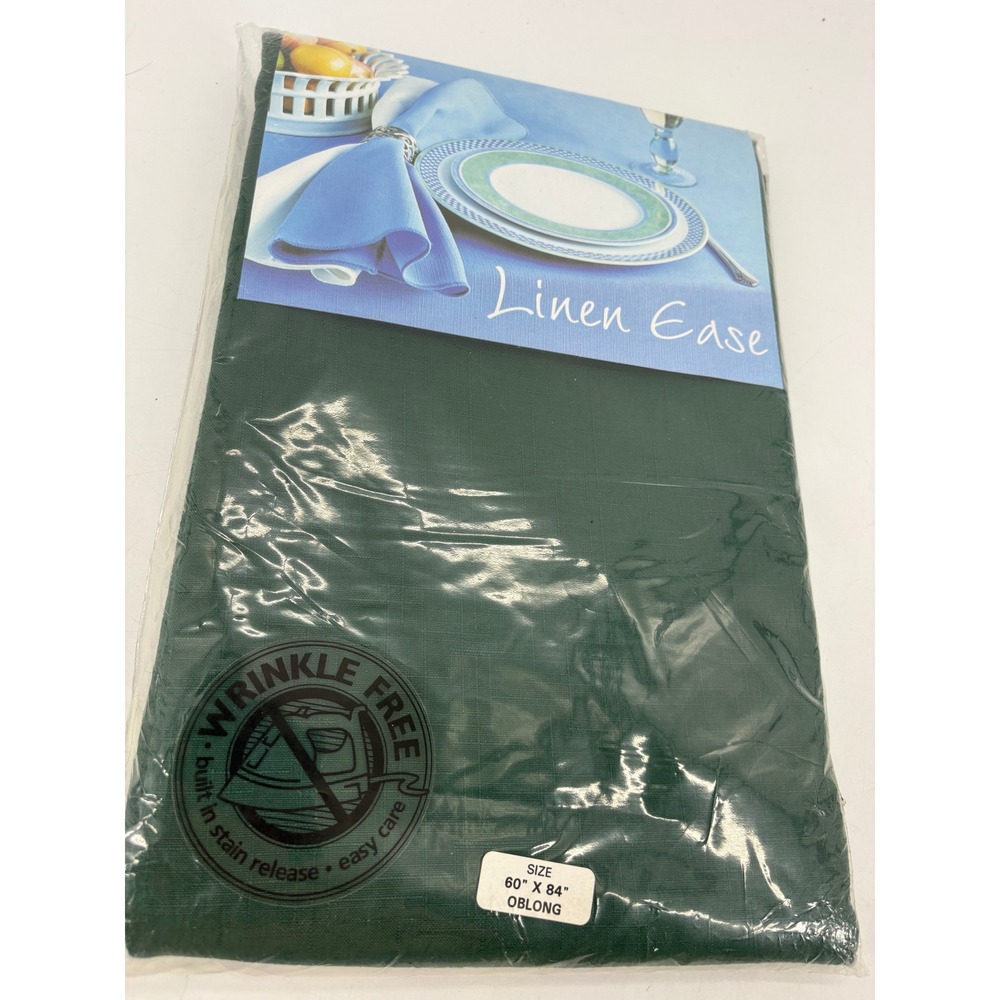 Bardwill Linens Tablecloth 60x84 Oblong Green Linen Ease Wrinkle Free New